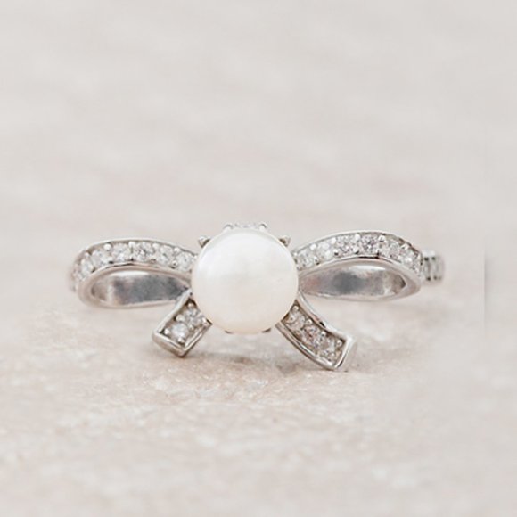 Pearl Bow ring, 925 Sterling Silver Charmed Aroma - Picture 2 of 4